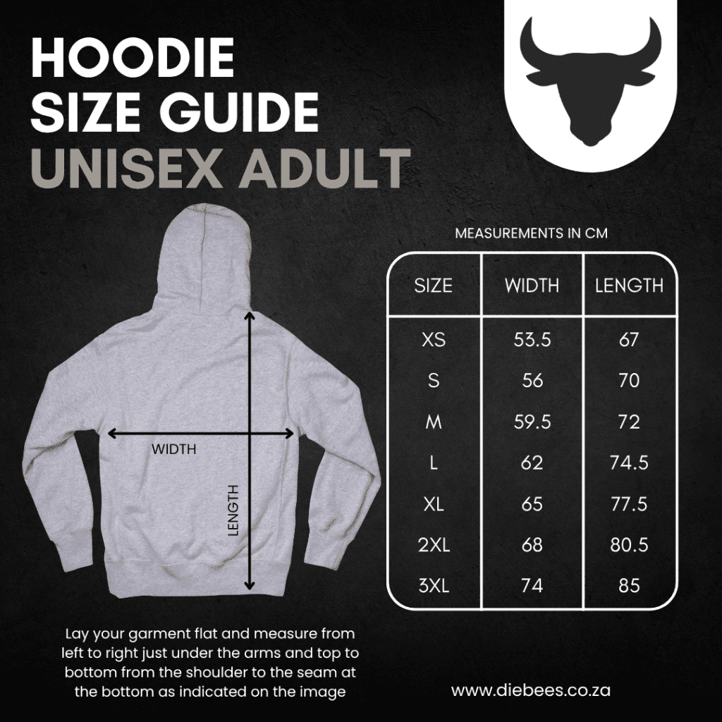 Size Guide Unisex Adult Hoodie